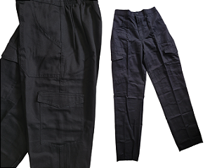 CALÇA UNIFORME COM BOLSO CARGO LATERAL - PRETA
