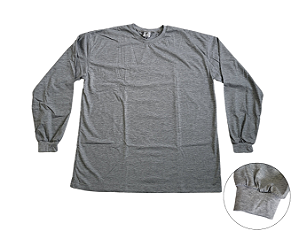 CAMISETA MANGA LONGA GOLA REDONDA - CINZA