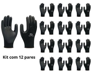 KIT 12 PARES DA LUVA MULTITATO PU - REF SS 1003 - MARCA SUPER SAFETY