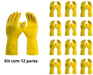 KIT 12 PARES - LUVA EM LATÉX NATURAL - REVESTIMENTO INTERNO SILVER - MARCA DANNY - REF DA 360