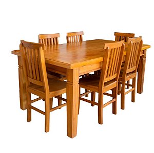 Conjunto de Jantar Rústico Mesa Mineira com 6 cadeiras em Madeira Maciça de Demolição