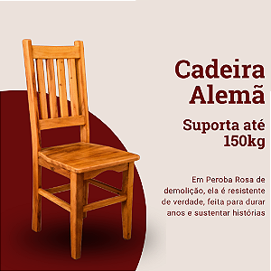 Cadeira Rústica Alemã em Madeira Maciça de Demolição