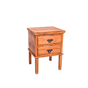 Mesinha de Cabeceira Rústica Guapé com 2 Gavetas em Madeira Maciça de Demolição