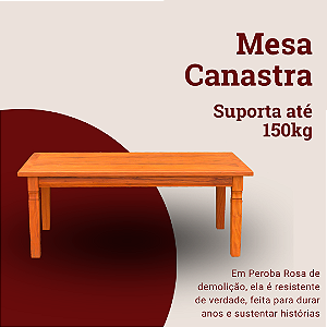 Mesa Rústica Retangular Canastra 8 Lugares em Madeira Maciça de Demolição