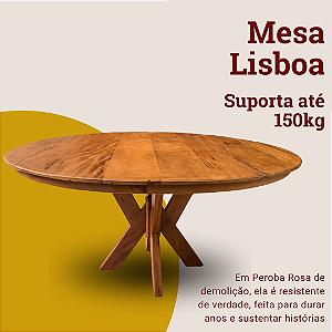 Mesa Rústica Redonda Lisboa 10 Lugares em Madeira Maciça de Demolição