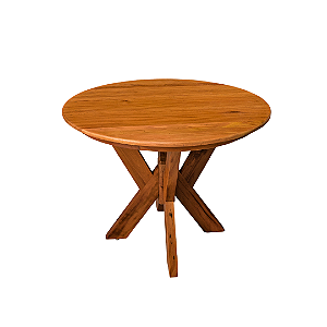 Mesa Rústica Redonda Lisboa 4 Lugares em Madeira Maciça de Demolição