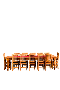 Conjunto de Jantar Rústico Mesa Arizona com 10 Cadeiras em Madeira Maciça de Demolição
