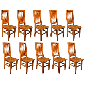 Kit com 10 Cadeiras Rústicas Lisboa em Madeira Maciça de Demolição