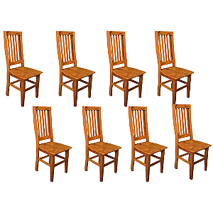 Kit com 8 Cadeiras Rústicas Lisboa em Madeira Maciça de Demolição