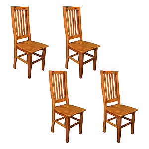Kit com 4 Cadeiras Rústicas Lisboa em Madeira Maciça de Demolição