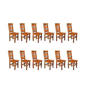 Kit com 12 Cadeiras Rústicas Mineira em Madeira Maciça de Demolição