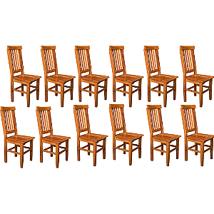 Kit com 12 Cadeiras Rústicas Mineira em Madeira Maciça de Demolição