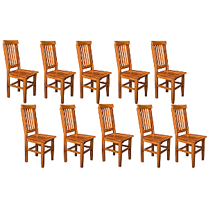 Kit com 10 Cadeiras Rústicas Mineira em Madeira Maciça de Demolição