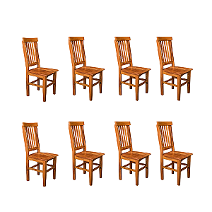 Kit com 8 Cadeiras Rústicas Mineira em Madeira Maciça de Demolição