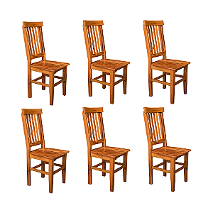 Kit com 6 Cadeiras Rústicas Mineira em Madeira Maciça de Demolição