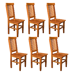 Kit com 6 Cadeiras Rústicas Mineira em Madeira Maciça de Demolição