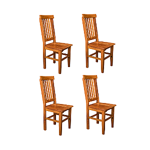 Kit com 4 Cadeiras Rústicas Mineira em Madeira Maciça de Demolição