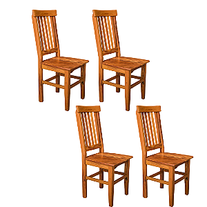 Kit com 4 Cadeiras Rústicas Mineira em Madeira Maciça de Demolição