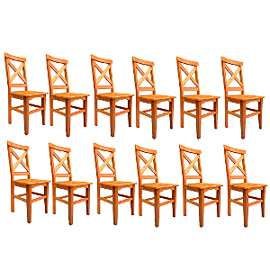 Kit com 12 Cadeiras Rústicas Capitólio em Madeira Maciça de Demolição