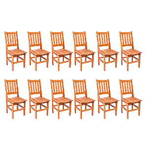 Kit com 12 Cadeiras Rústicas Fortaleza em Madeira Maciça de Demolição
