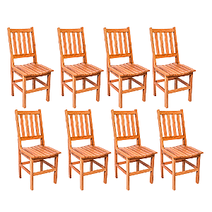Kit com 8 Cadeiras Rústicas Fortaleza em Madeira Maciça de Demolição