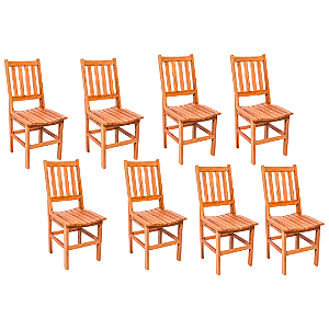 Kit com 8 Cadeiras Rústicas Fortaleza em Madeira Maciça de Demolição