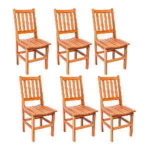 Kit com 6 Cadeiras Rústicas Fortaleza em Madeira Maciça de Demolição