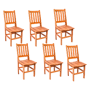 Kit com 6 Cadeiras Rústicas Fortaleza em Madeira Maciça de Demolição