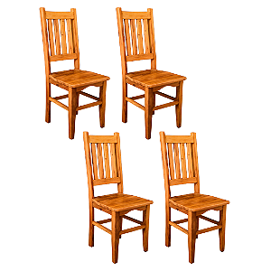 Kit com 4 Cadeiras Rústicas Alemã em Madeira Maciça de Demolição