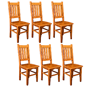 Kit com 6 Cadeiras Rústicas Alemã em Madeira Maciça de Demolição