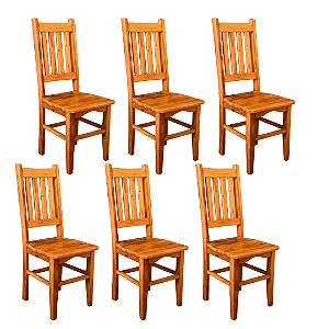 Kit com 6 Cadeiras Rústicas Alemã em Madeira Maciça de Demolição