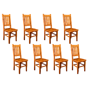 Kit com 8 Cadeiras Rústicas Alemã em Madeira Maciça de Demolição