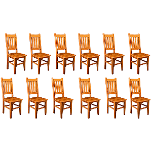 Kit com 10 Cadeiras Rústicas Alemã em Madeira Maciça de Demolição