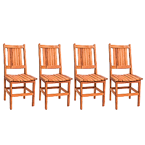 Kit com 4 Cadeiras Rústicas Canastra em Madeira Maciça de Demolição