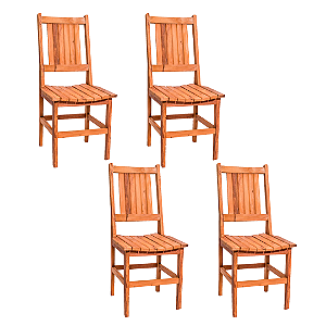 Kit com 4 Cadeiras Rústicas Canastra em Madeira Maciça de Demolição