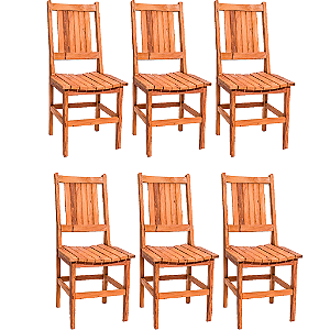 Kit com 6 Cadeiras Rústicas Canastra em Madeira Maciça de Demolição