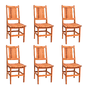 Kit com 6 Cadeiras Rústicas Canastra em Madeira Maciça de Demolição