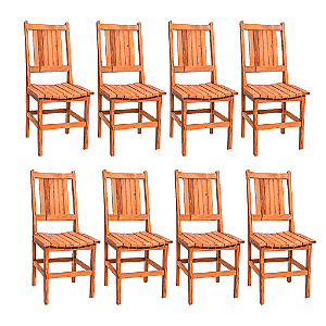 Kit com 8 Cadeiras Rústicas Canastra em Madeira Maciça de Demolição