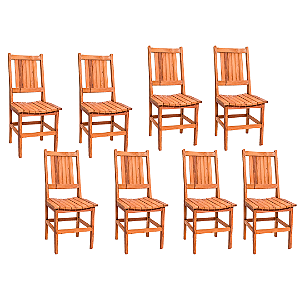 Kit com 8 Cadeiras Rústicas Canastra em Madeira Maciça de Demolição