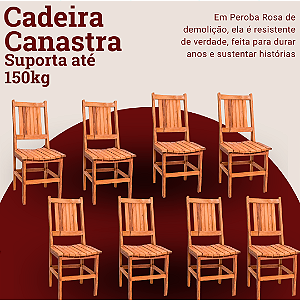 Kit com 8 Cadeiras Rústicas Canastra em Madeira Maciça de Demolição