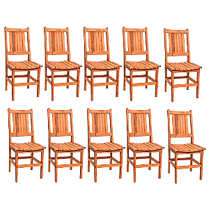 Kit com 10 Cadeiras Rústicas Canastra em Madeira Maciça de Demolição