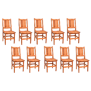 Kit com 10 Cadeiras Rústicas Canastra em Madeira Maciça de Demolição