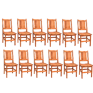 Kit com 12 Cadeiras Rústicas Canastra em Madeira Maciça de Demolição