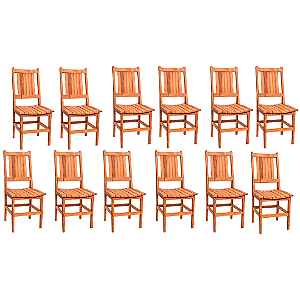 Kit com 12 Cadeiras Rústicas Canastra em Madeira Maciça de Demolição