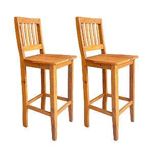 Kit com 2 Banquetas Rústica Lisboa em Madeira Maciça de Demolição