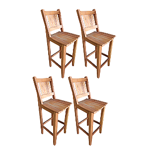 Kit com 4 Banquetas Rústica Canastra em Madeira Maciça de Demolição