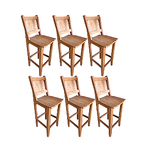Kit com 6 Banquetas Rústicas Canastra em Madeira Maciça de Demolição