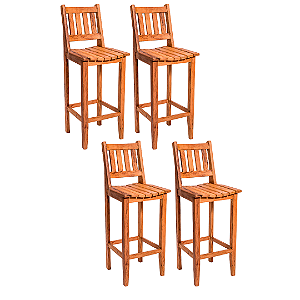 Kit com 4 Banquetas Fortaleza em Madeira de Demolição
