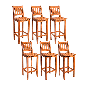 Kit com 6 Banquetas Rústicas Fortaleza em Madeira de Demolição