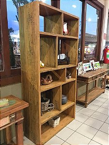 Armário Estante Livreiro em Madeira Maciça de Demolição